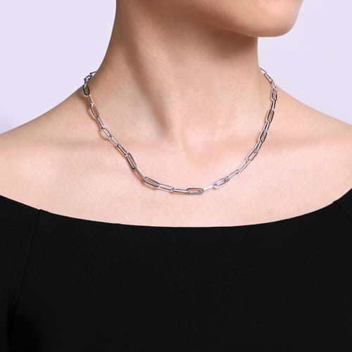 Gabriel & Co. Boutique Silver Paper Clip Chain Necklace