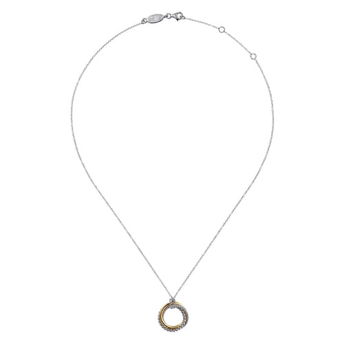 Gabriel & Co. Bujukan Silver Two-Tone Twisted Rope Multi Circle Pendant Necklace