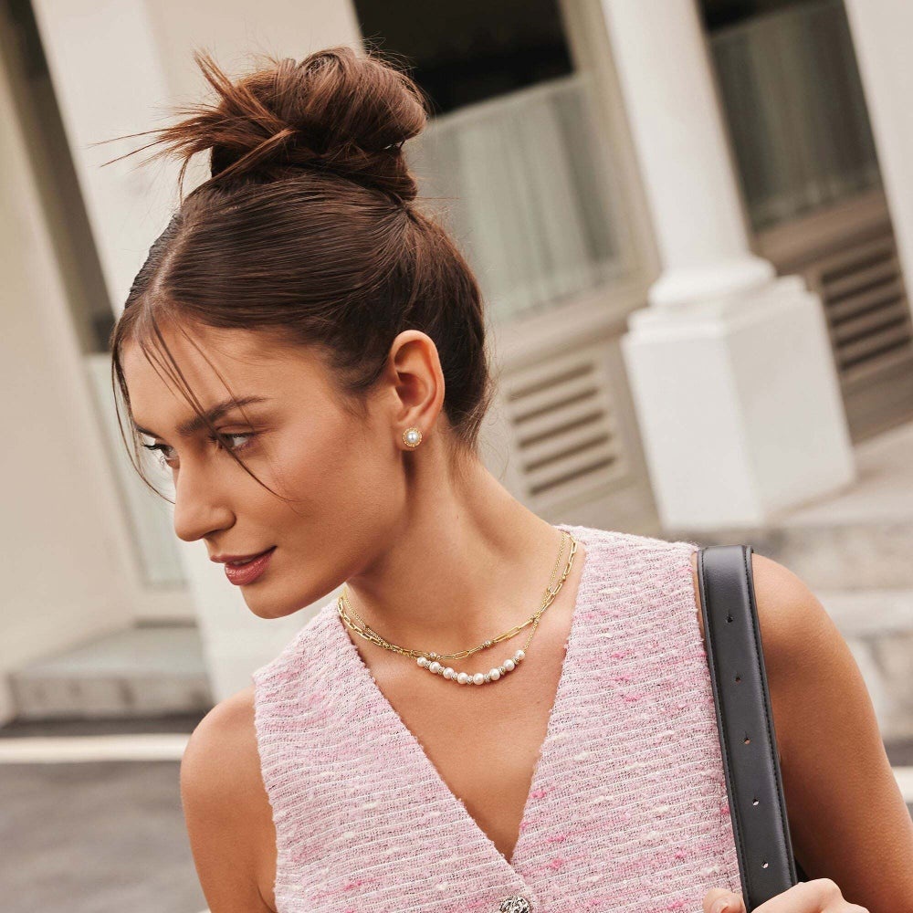 Ania Haie Bezel Station Paper Clip Chain Necklace