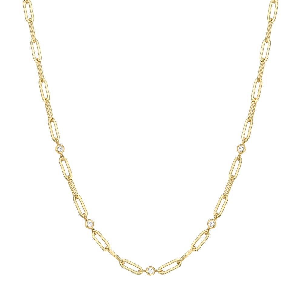 Ania Haie Bezel Station Paper Clip Chain Necklace