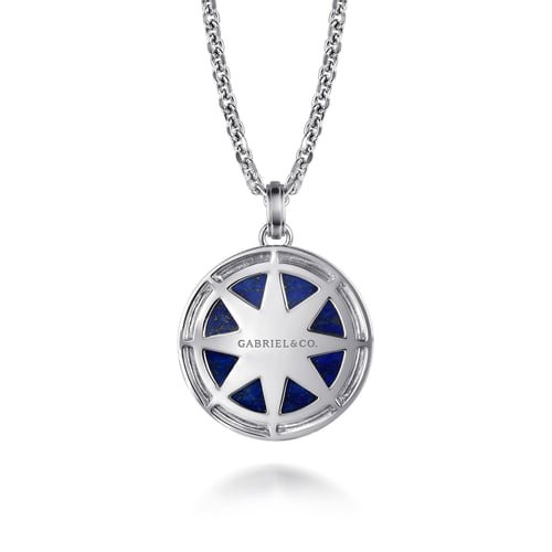 Gabriel & Co. Men Fashion Polaris Diamond & Lapis Compass Pendant Necklace