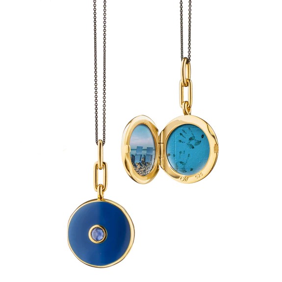 Monica Rich Kosann Navy Enamel Round Locket