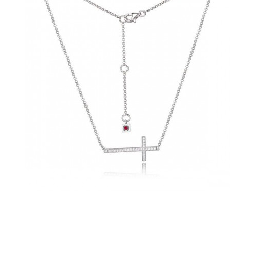 Elle Humanity Sideways Pave Cross Necklace