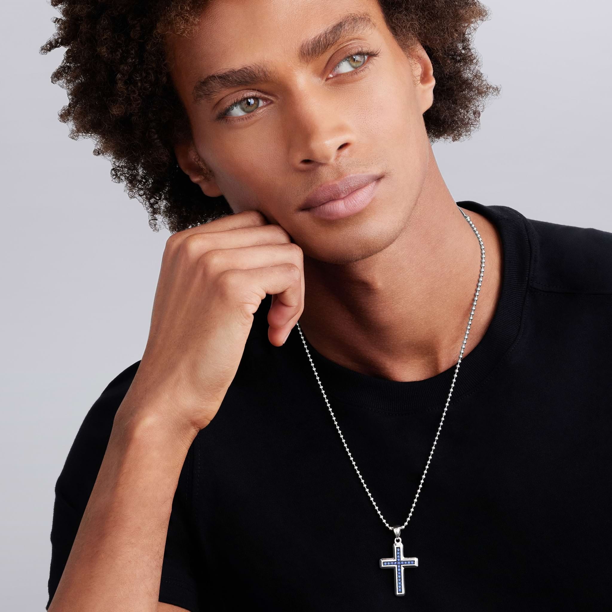 Lagos Men's Anthem Blue Sapphire Cross Amulet