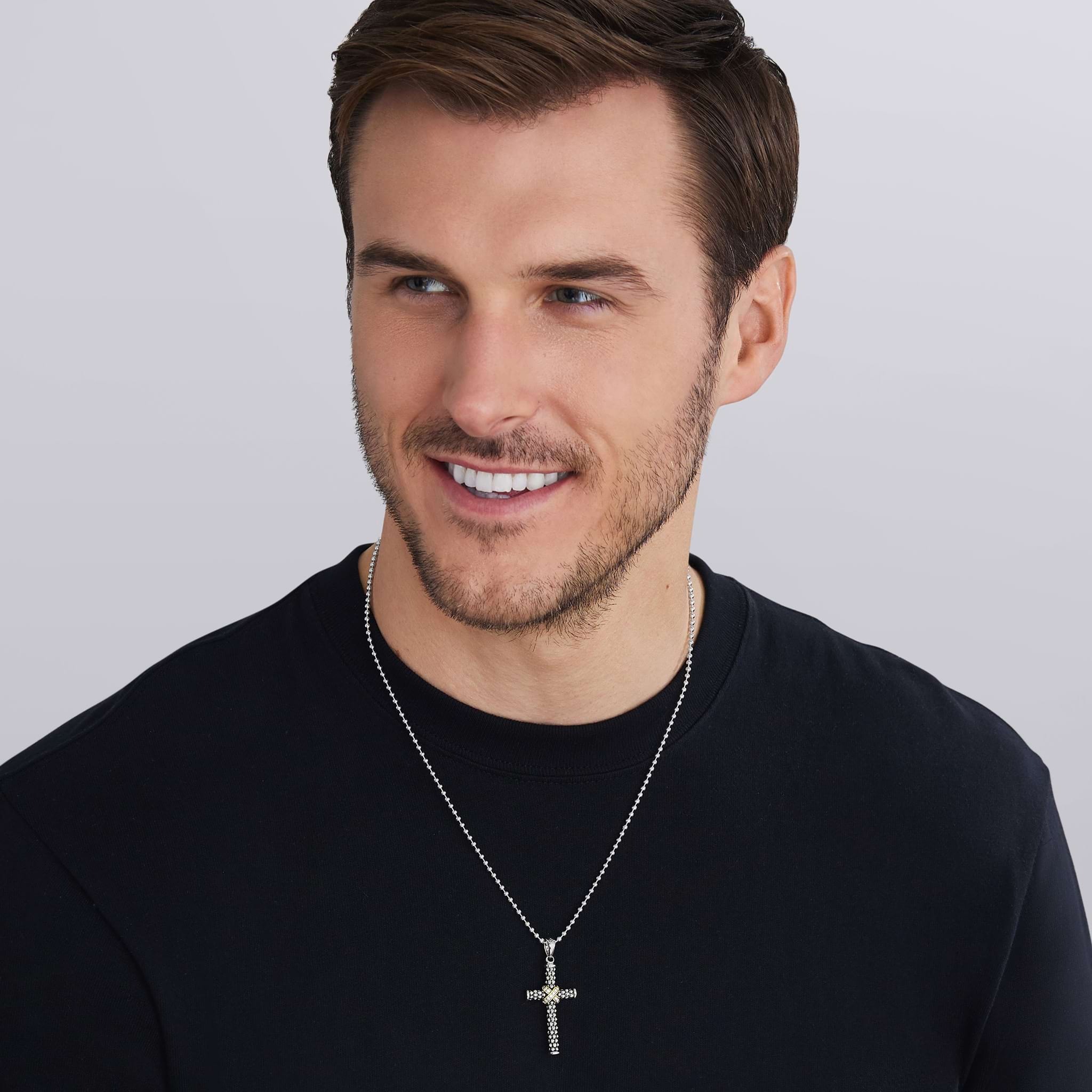 LAGOS Men's Anthem Small Two-Tone Diamond Cross Amulet