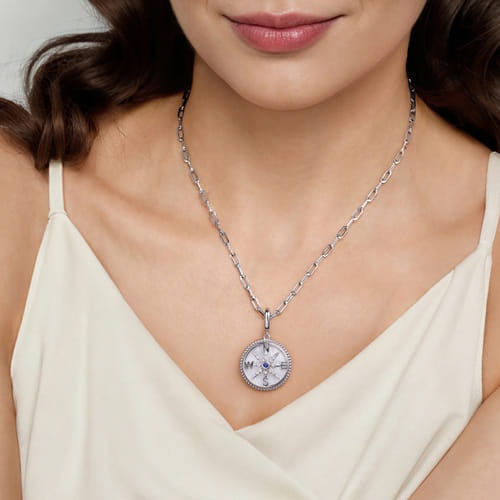 Gabriel & Co. Boutique Silver Bujukan Compass Medallion Pendant Necklace