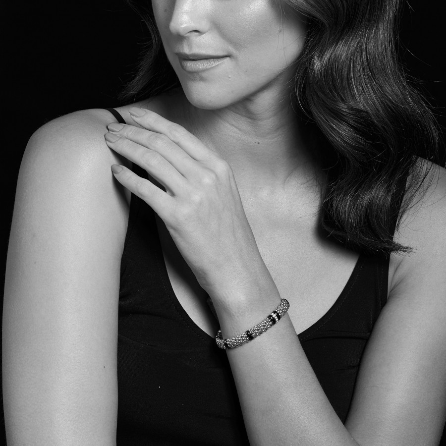 Lagos Black Caviar Diamond Caviar Bracelet - Size Medium