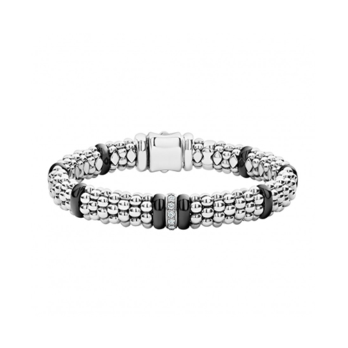 Lagos Black Caviar Diamond Caviar Bracelet - Size Medium