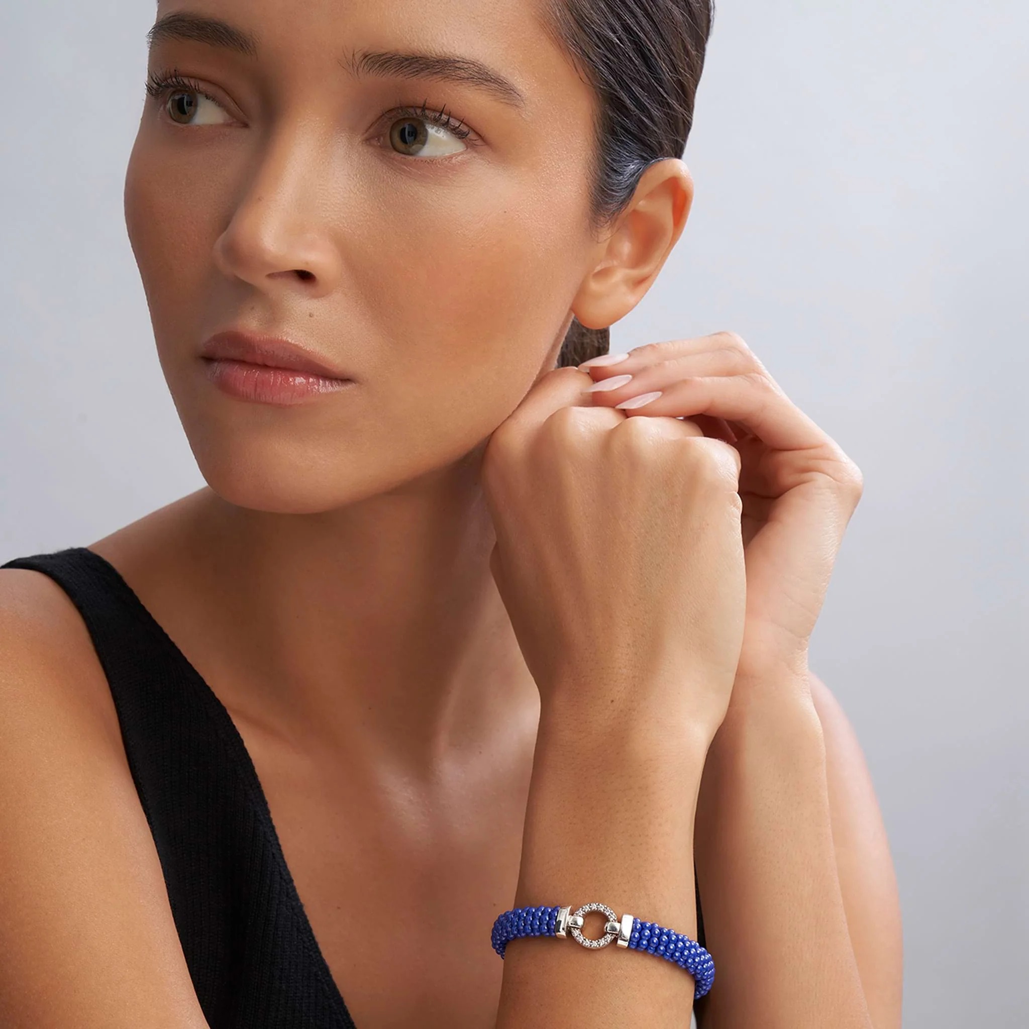 Lagos Blue Caviar Ceramic Diamond Circle Bracelet