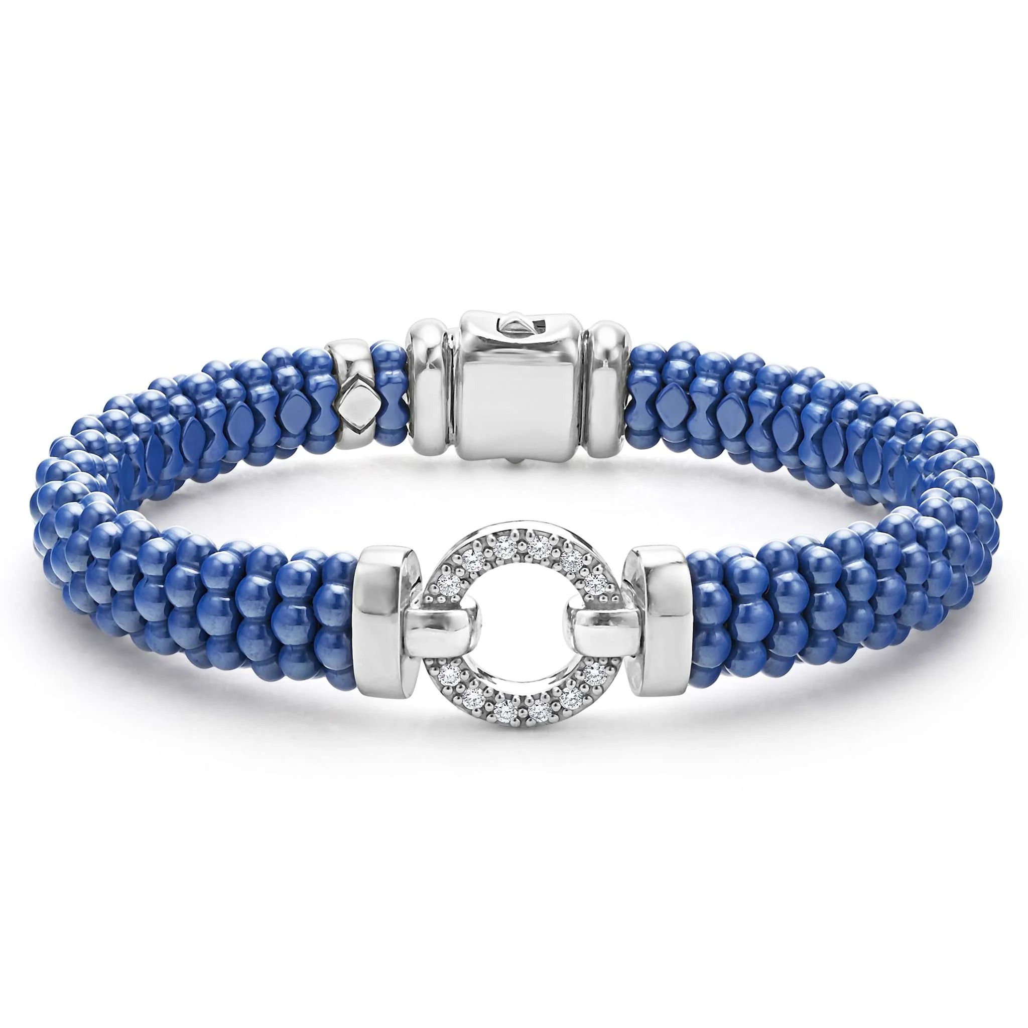 Lagos Blue Caviar Ceramic Diamond Circle Bracelet