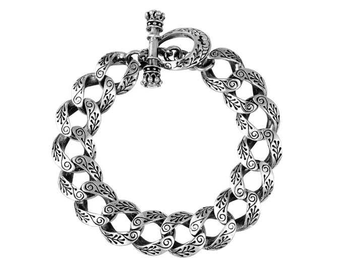 King Baby Small Day Of The Dead Carved Link Bracelet