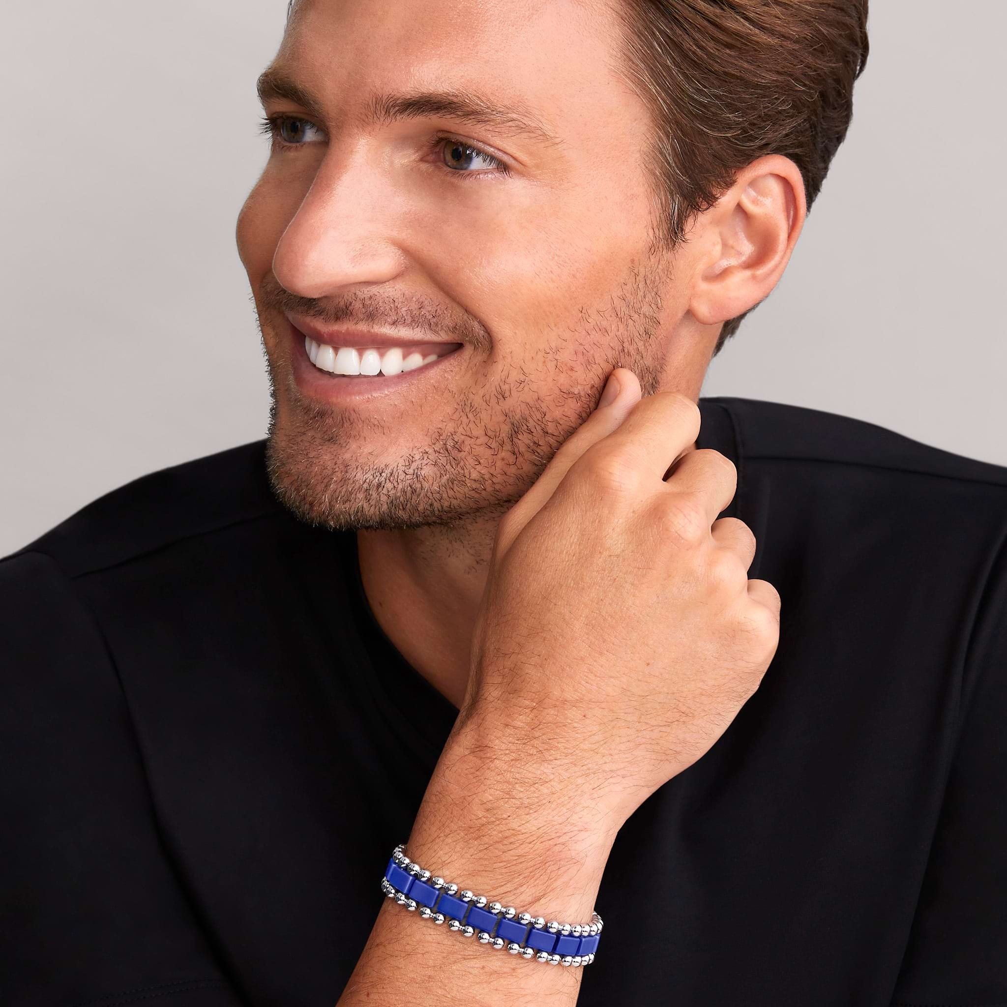 Lagos Men's Anthem Matte Ultramarine Ceramic Link Bracelet