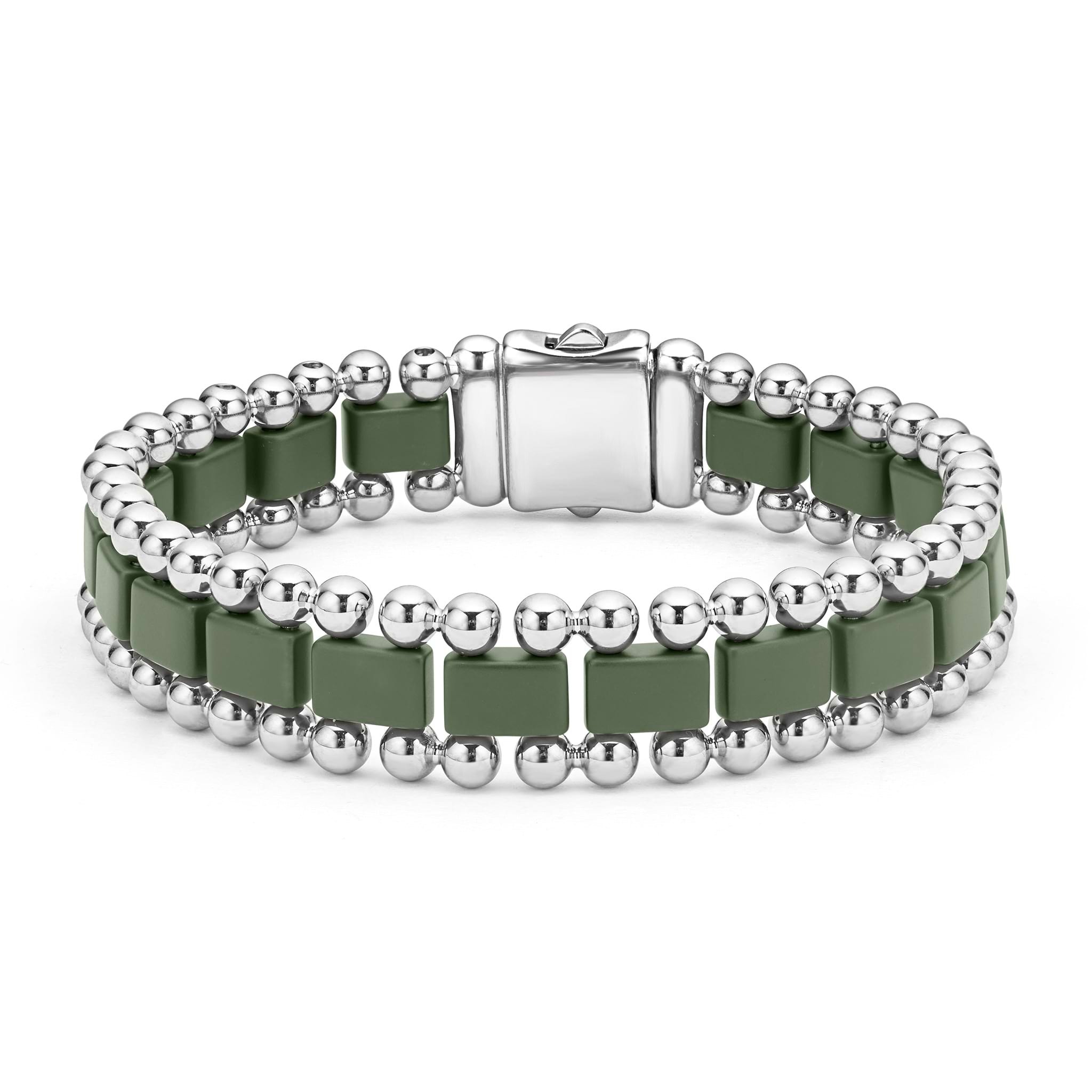 Lagos Men's Anthem Matte Hunter Green Ceramic Link Bracelet