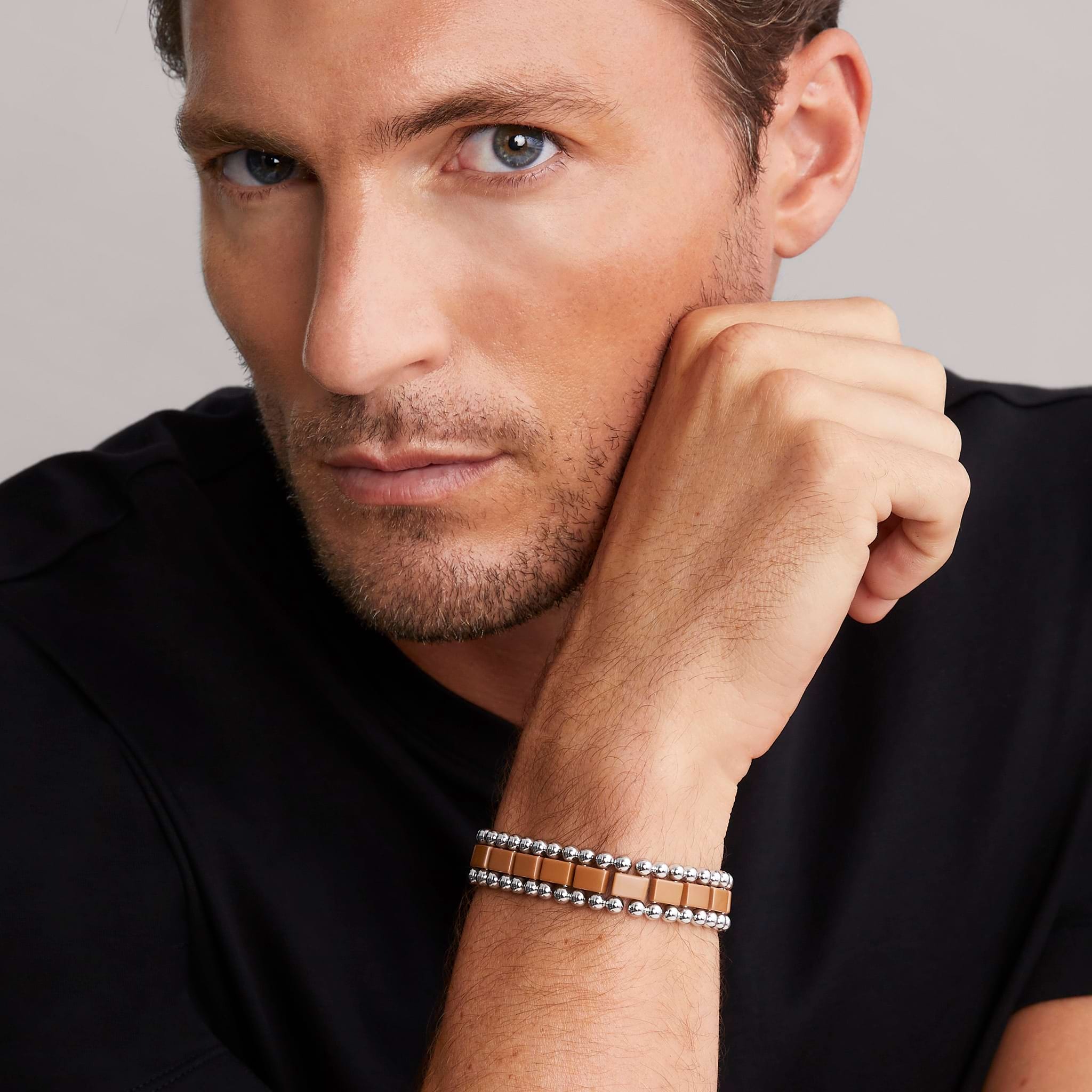 Lagos Men's Anthem Matte Tan Ceramic Link Bracelet
