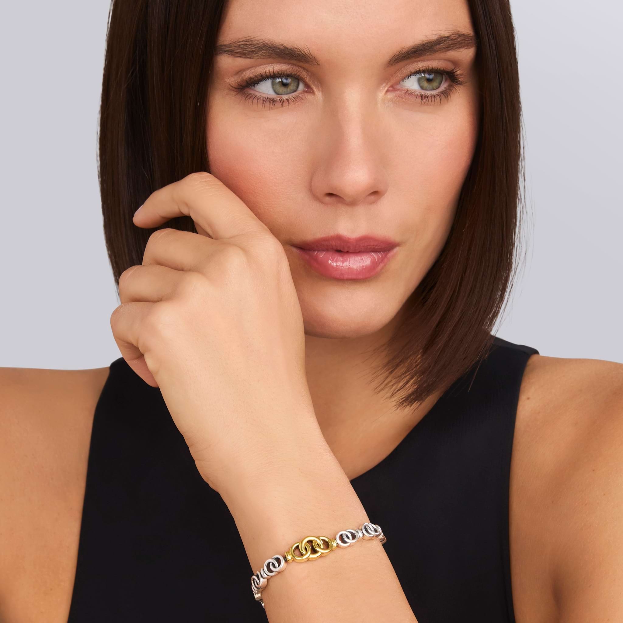 Lagos Signature Caviar Two-tone Interlocking Link Bracelet
