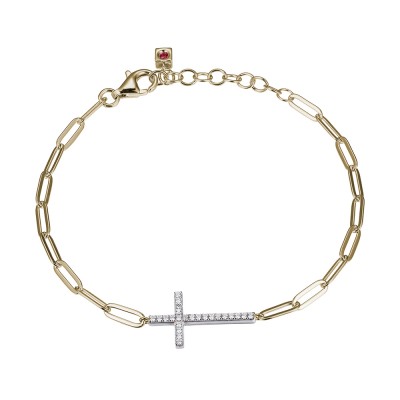 Elle Paperclip Sideways Cross Bracelet