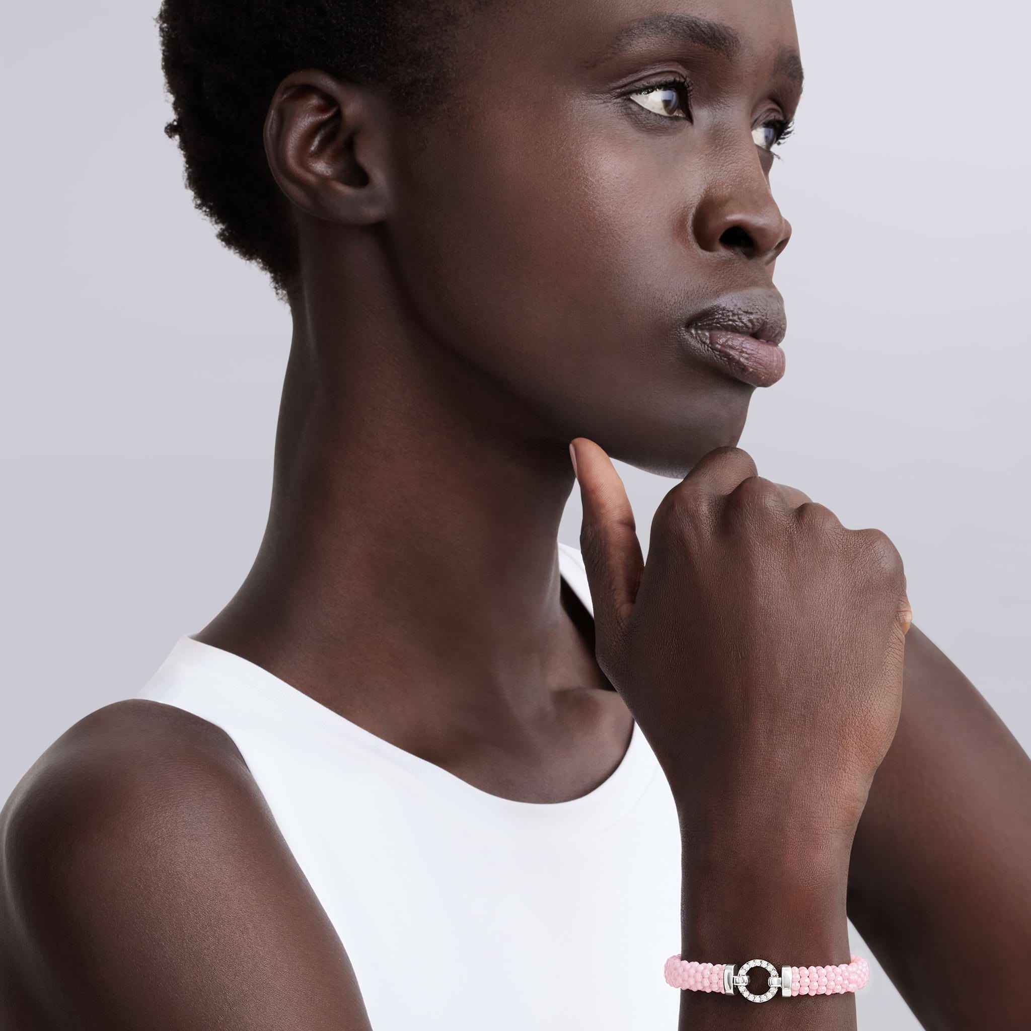 Lagos Pink Caviar 9mm Ceramic Diamond Circle Bracelet