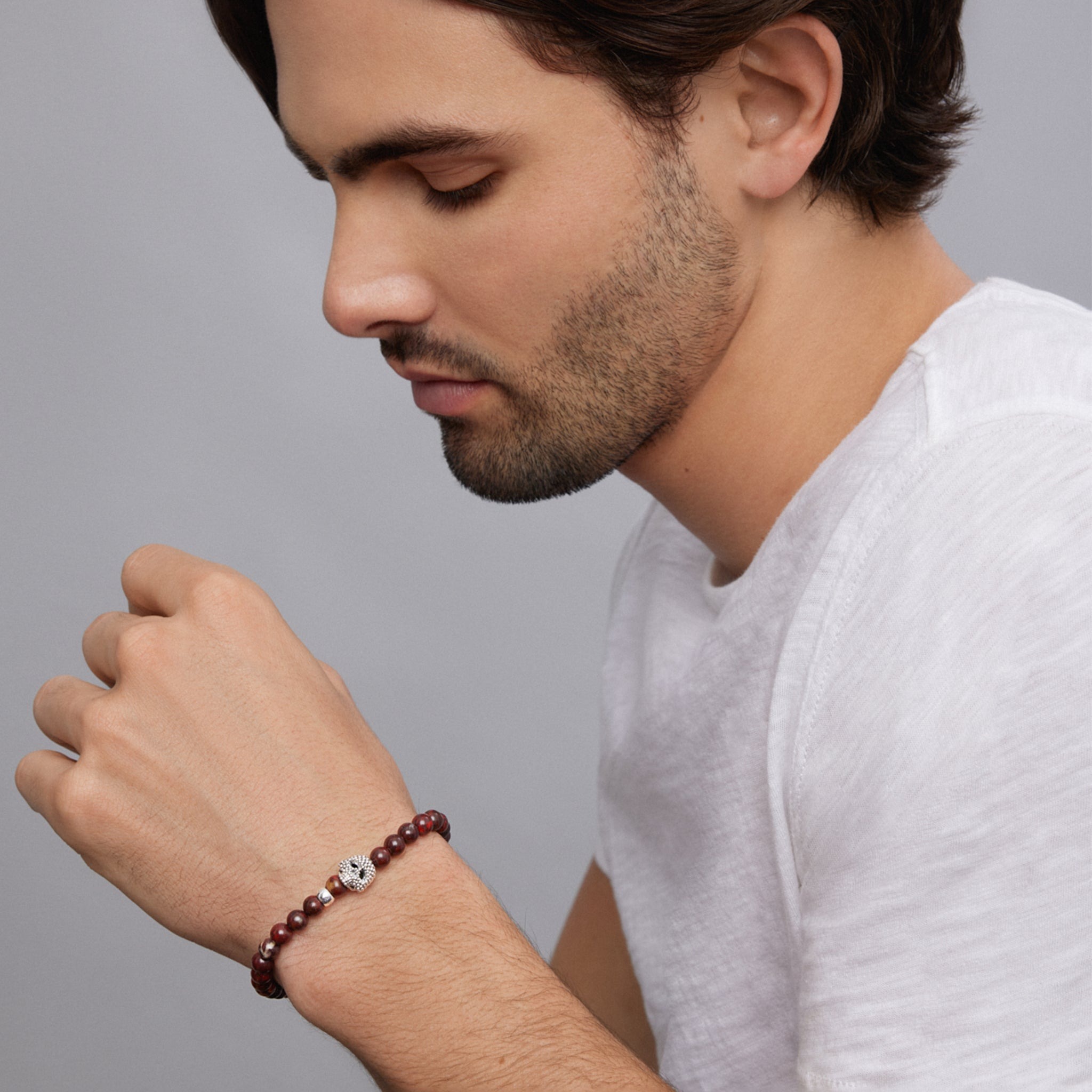 Lagos Anthem Poppy Jasper Skull Bracelet