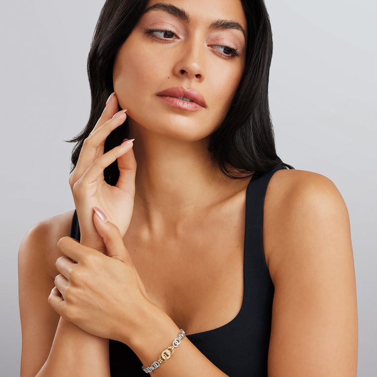 Lagos Two-tone Interlocking Diamond Link Bracelet