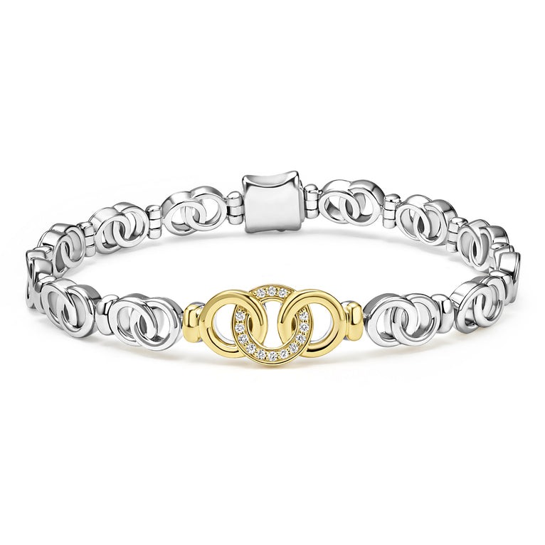 Lagos Two-tone Interlocking Diamond Link Bracelet