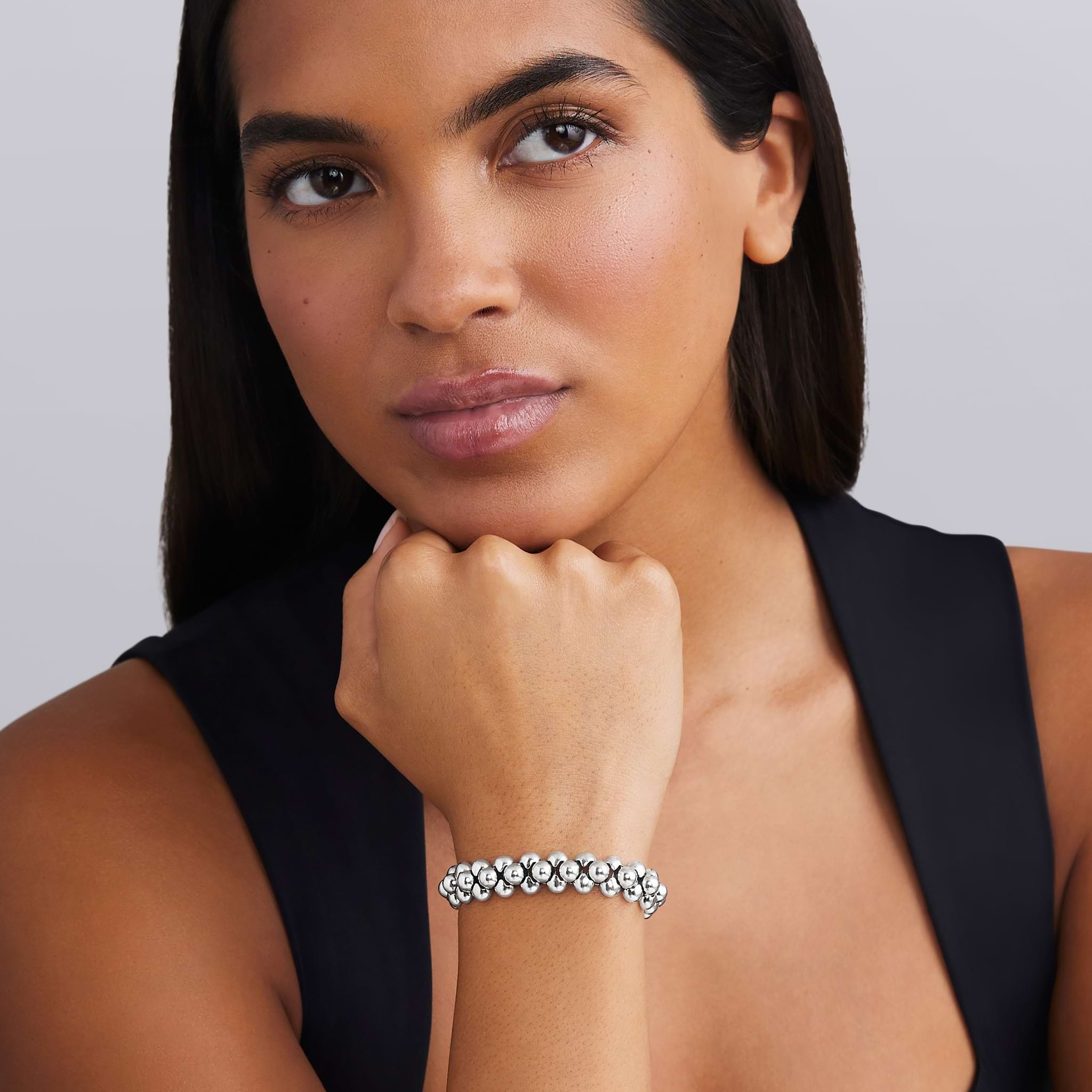 LAGOS Caviar Bubbly Three Row Beaded Statement Bracelet
