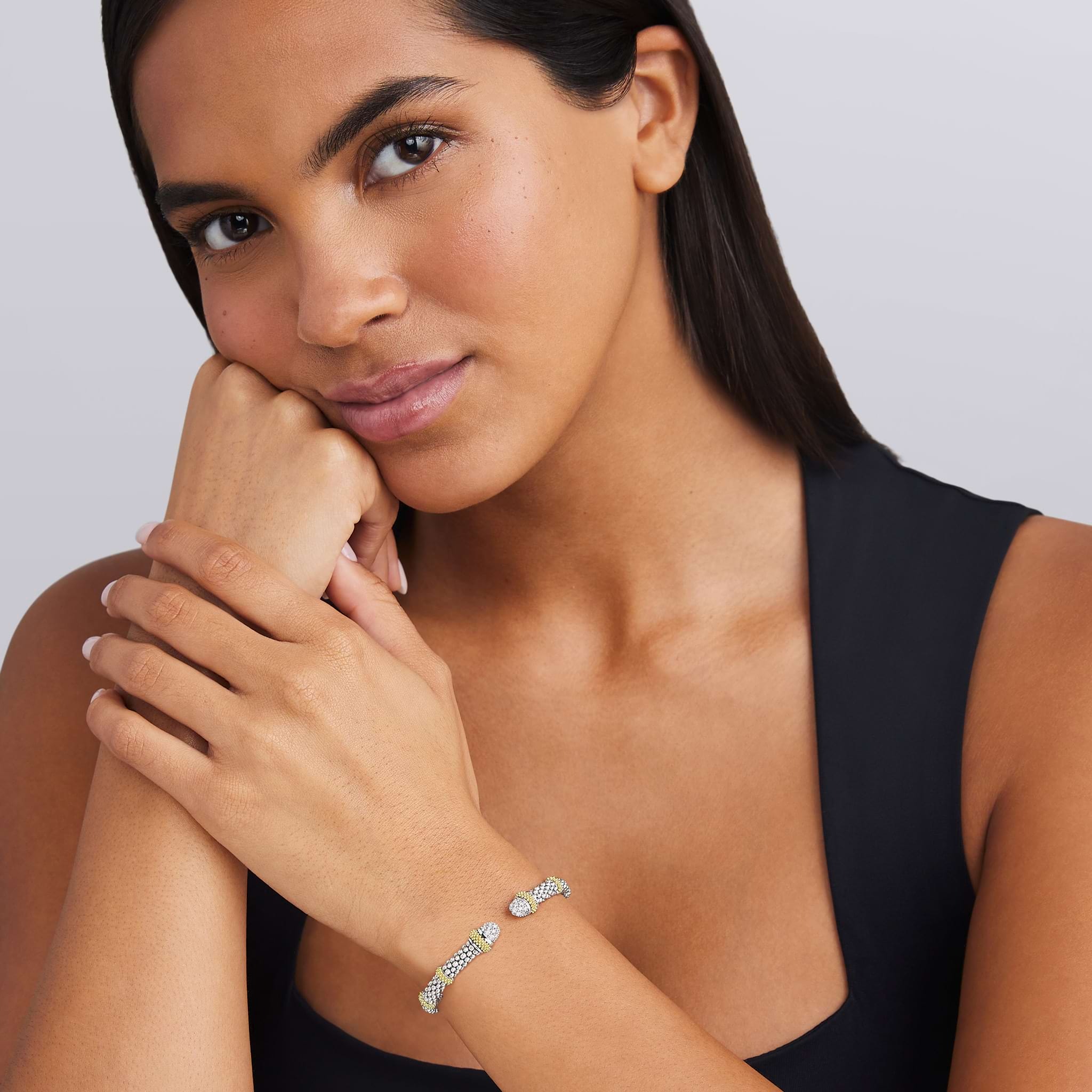 LAGOS Caviar Lux Two-Tone Diamond Versa Torque Bracelet