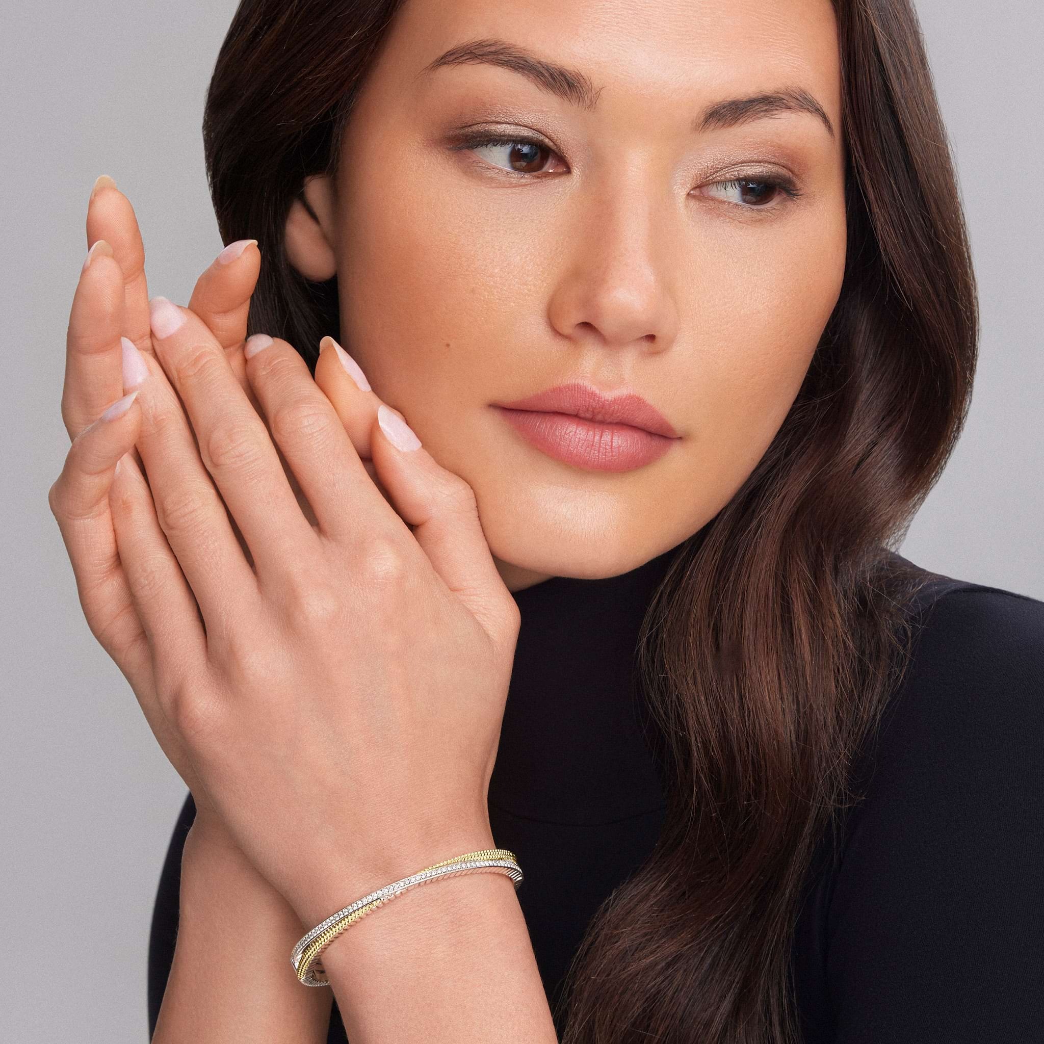 Lagos Caviar Lux 18k Gold Diamond Bangle Bracelet