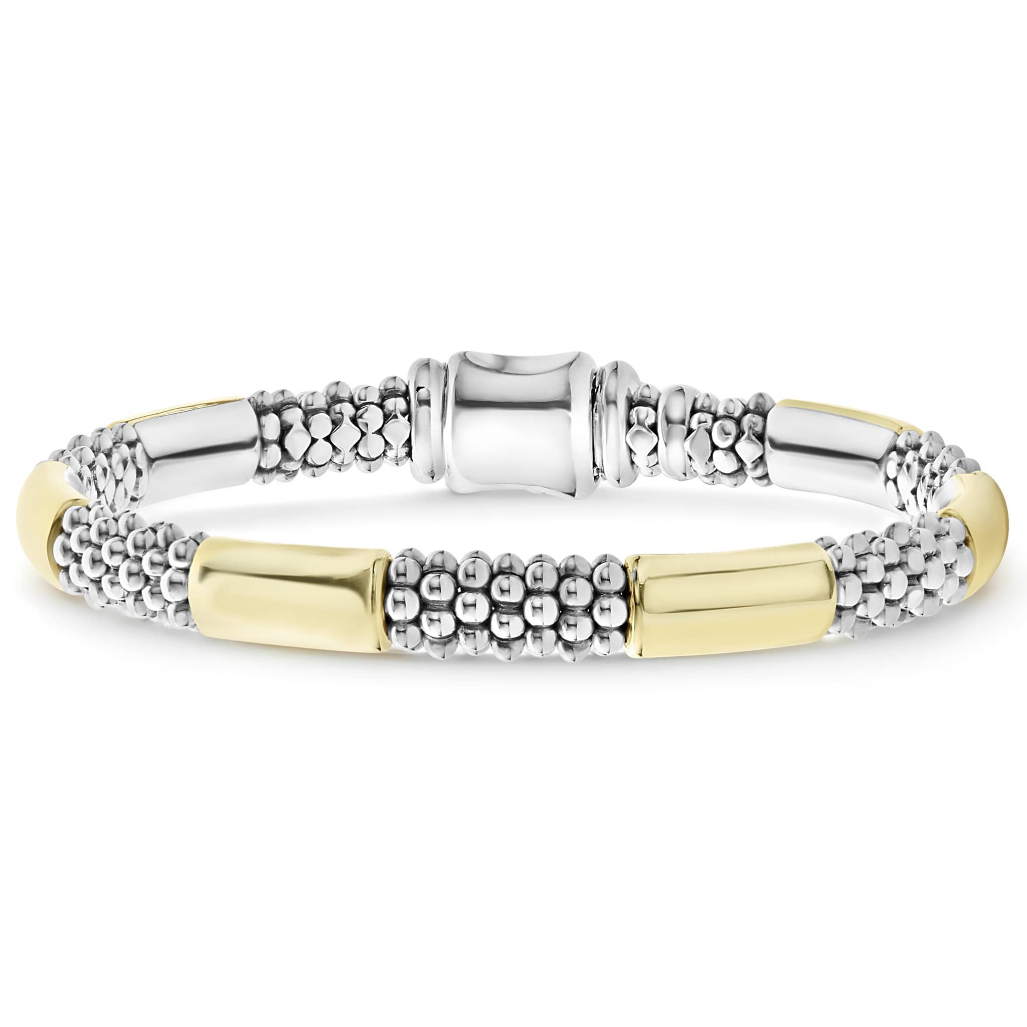 LAGOS High Bar Two-Tone Station 6mm Caviar Bracelet