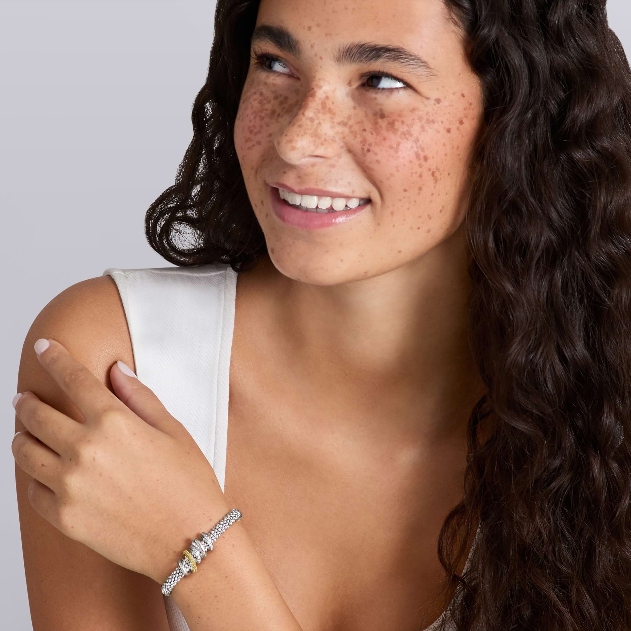 Lagos Caviar Lux Two-tone Five Ring 6mm Diamond Bracelet