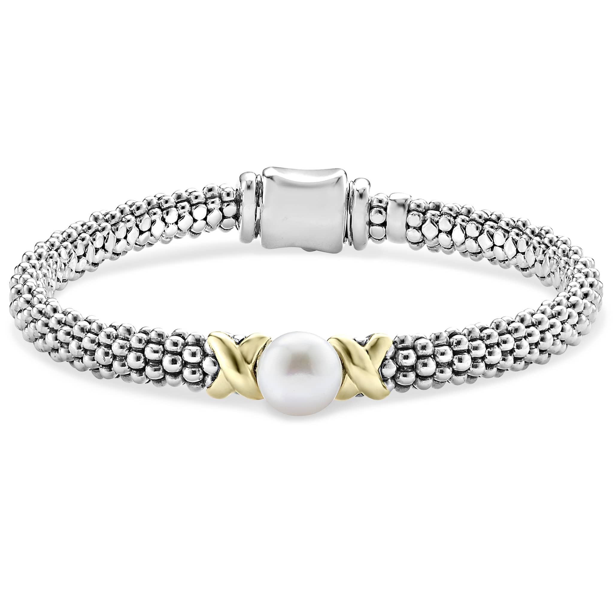 LAGOS Luna Two-Tone X Pearl 6mm Caviar Bracelet