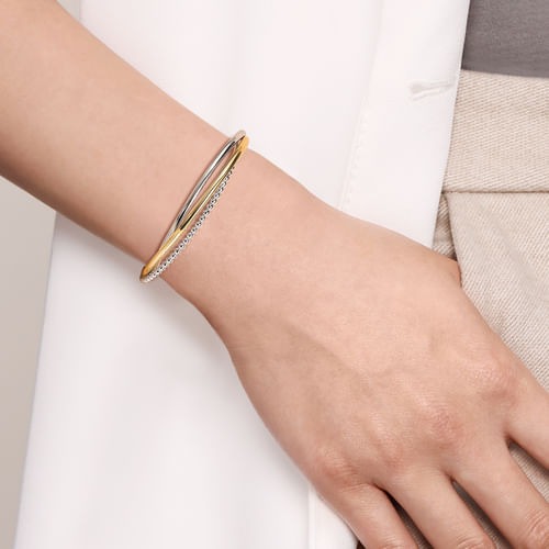 Gabriel & Co. Bujukan Two-Tone Twisted Bangle Bracelet