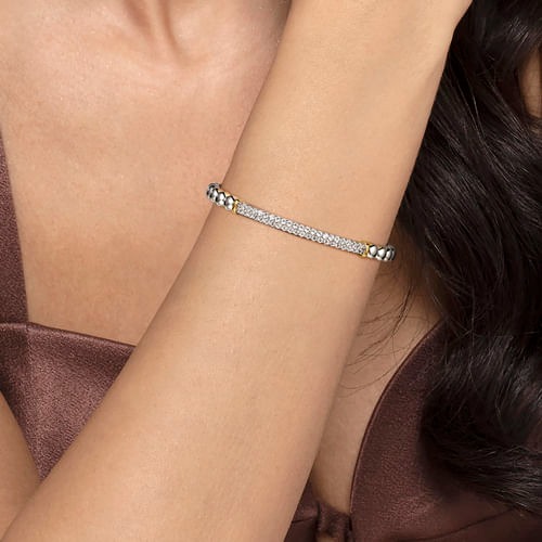 Gabriel & Co. Bujukan White Sapphire Open Bangle Bracelet