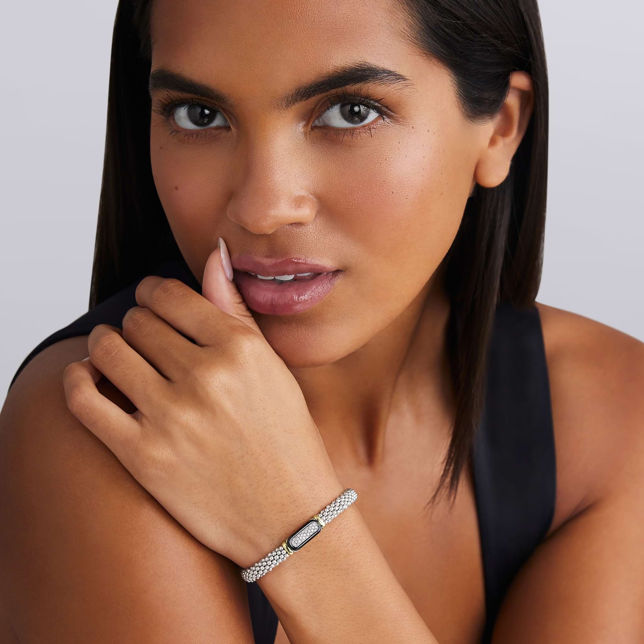 LAGOS Black Caviar Two-Tone Ceramic Diamond Bracelet