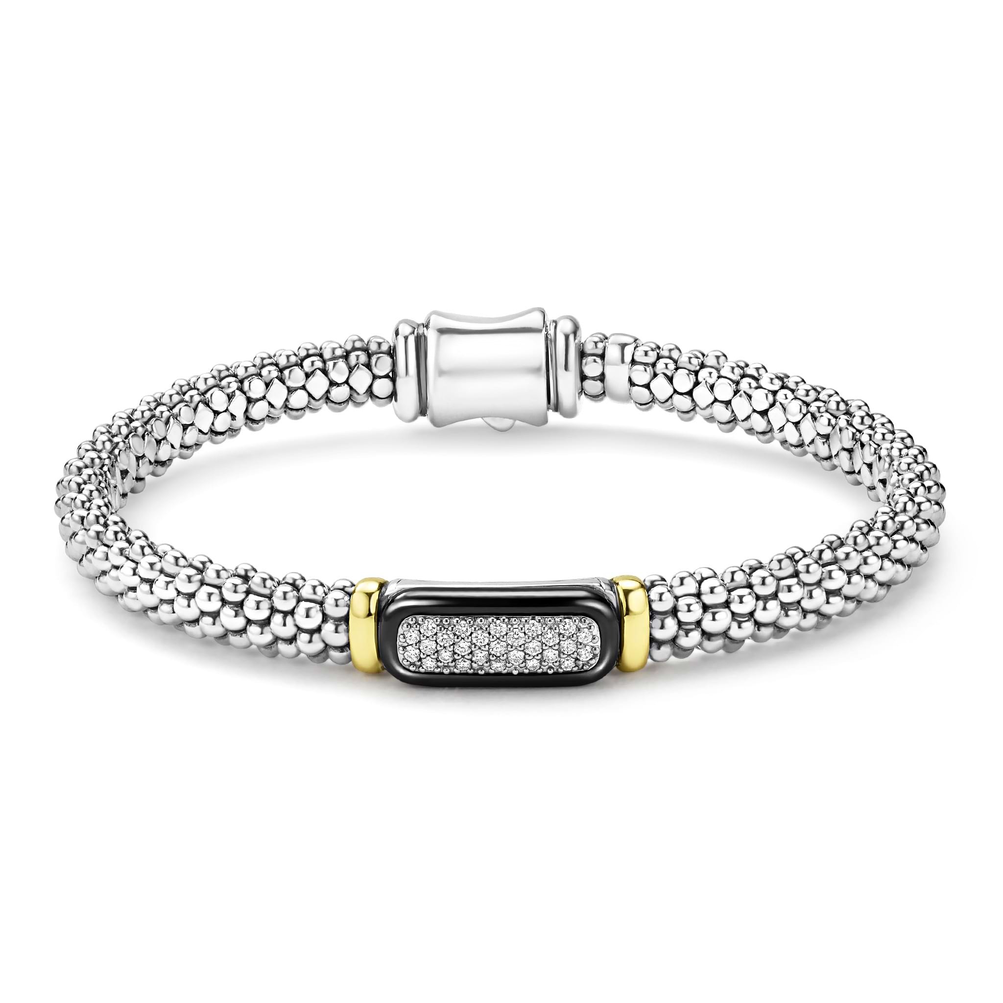 LAGOS Black Caviar Two-Tone Ceramic Diamond Bracelet