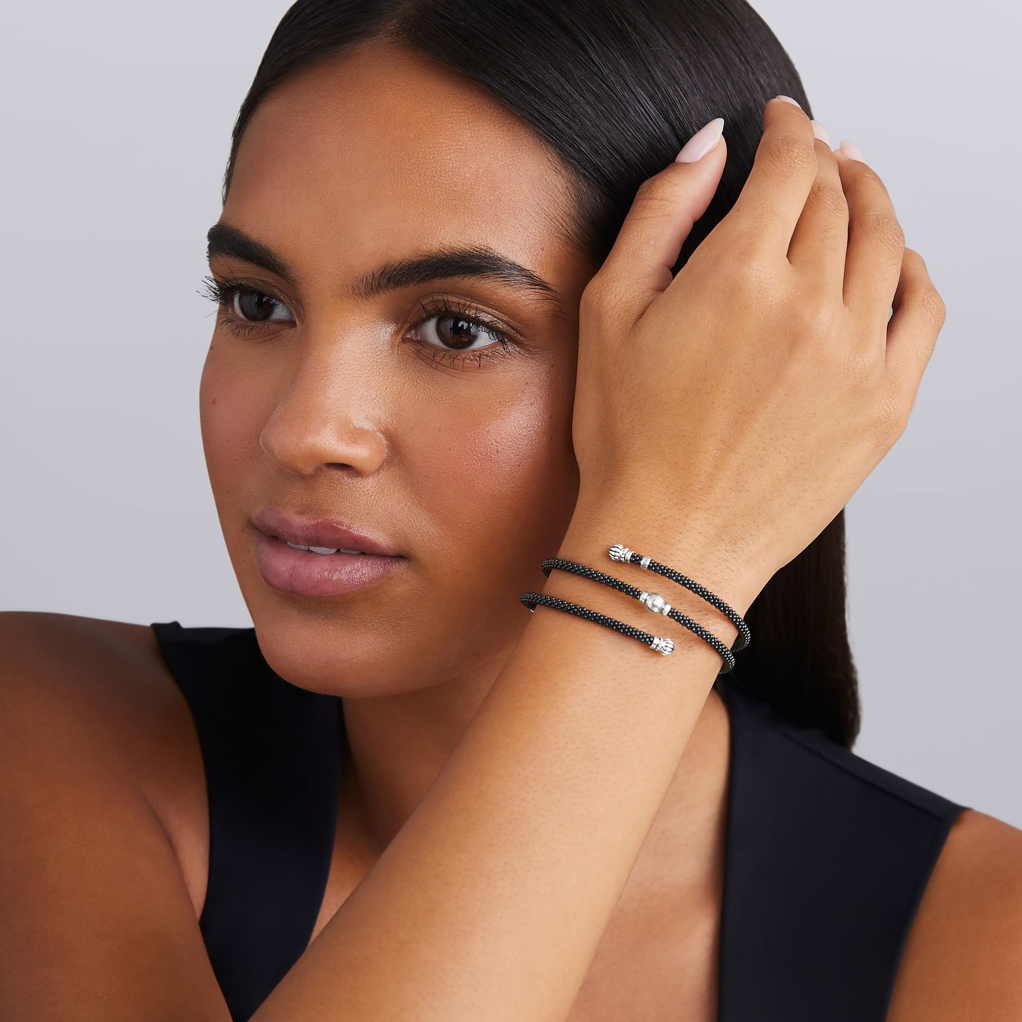 LAGOS Black Caviar Ceramic Beaded Double Wrap Bracelet
