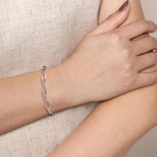 Gabriel & Co. Contemporary Silver Link Chain Bracelet