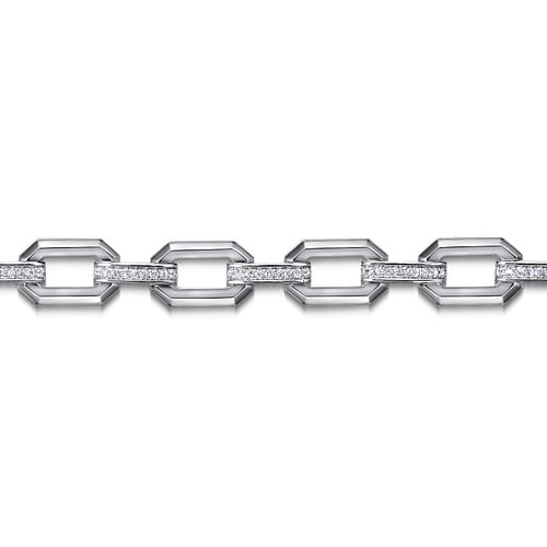 Gabriel & Co. Contemporary Silver White Sapphire Link Chain Bracelet