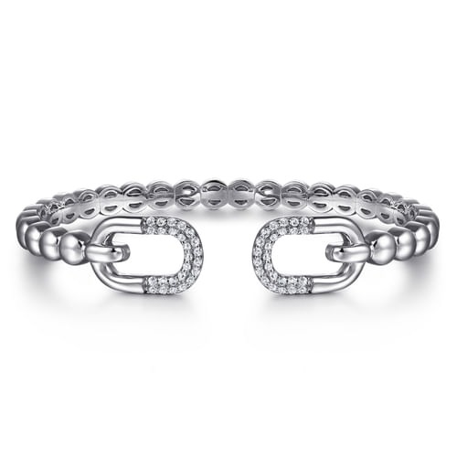 Gabriel & Co. Bujukan Silver White Sapphire Open Bangle Bracelet