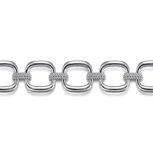 Gabriel & Co. Bujukan Pave & Cushion Shape Link Chain Bracelet