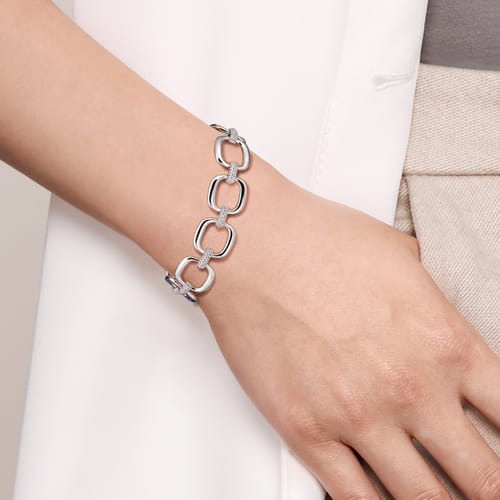 Gabriel & Co. Bujukan Pave & Cushion Shape Link Chain Bracelet