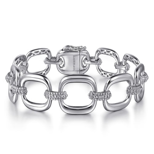 Gabriel & Co. Bujukan Pave & Cushion Shape Link Chain Bracelet