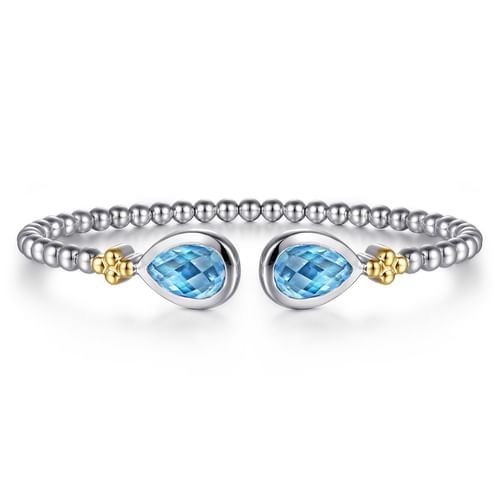 Gabriel & Co. Bujukan Pear Blue Topaz Bangle Bracelet