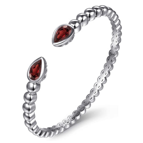 Gabriel & Co. Boutique Silver Bujukan Pear Garnet Split Bangle Bracelet