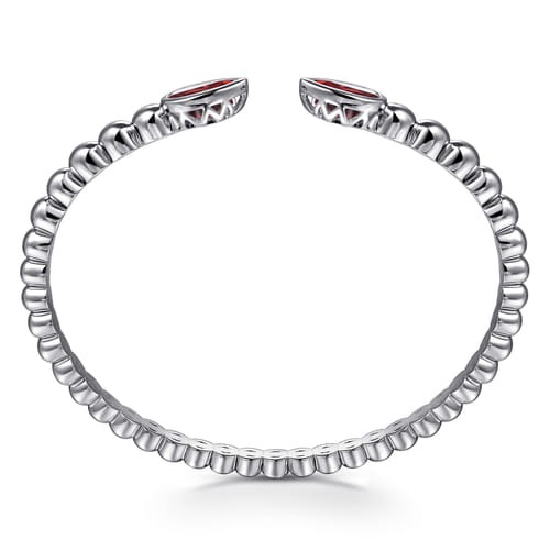 Gabriel & Co. Boutique Silver Bujukan Pear Garnet Split Bangle Bracelet