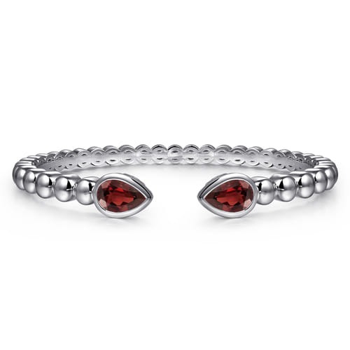 Gabriel & Co. Boutique Silver Bujukan Pear Garnet Split Bangle Bracelet