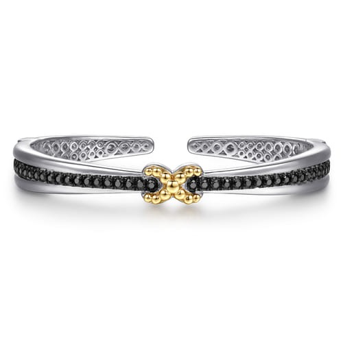 Gabriel & Co. Boutique Silver Bujukan Black Spinel Criss Cross Bangle Bracelet