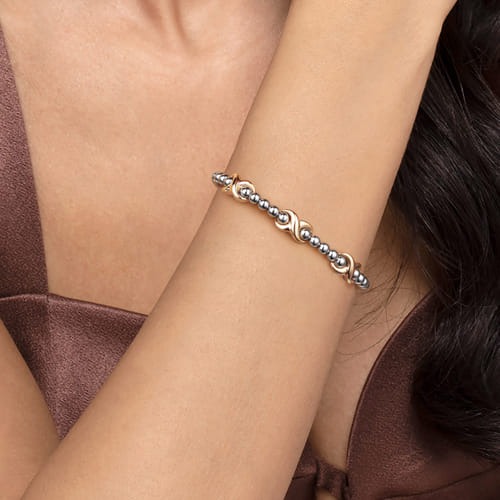 Gabriel & Co. Boutique Silver Bujukan Gold Station Bangle Bracelet