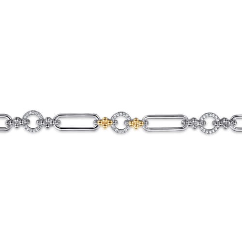 Gabriel & Co. Clover & White Sapphire Link Chain Bracelet