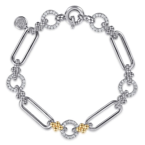 Gabriel & Co. Clover & White Sapphire Link Chain Bracelet