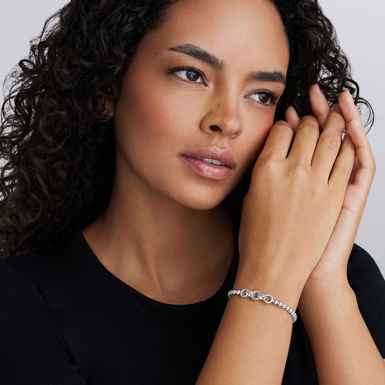 LAGOS Signature Caviar 4mm Ring Link Stretch Bracelet